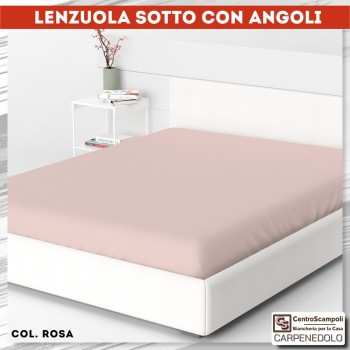 Lenzuolo sotto con angoli in Cotone Rosa