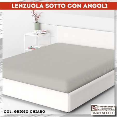 Lenzuolo sotto con angoli in Cotone Grigio chiaro