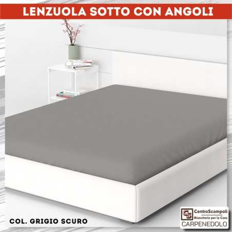 Lenzuolo sotto con angoli in Cotone Grigio scuro