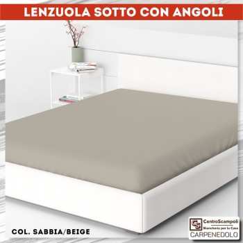 Lenzuolo sotto con angoli in Cotone Sabbia/Beige