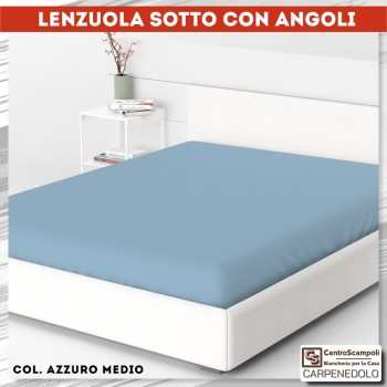 Lenzuolo sotto con angoli in Cotone Azzurro medio