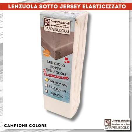 Lenzuola in Jersey di Cotone con Angoli Elasticizzati Bianco Naturale