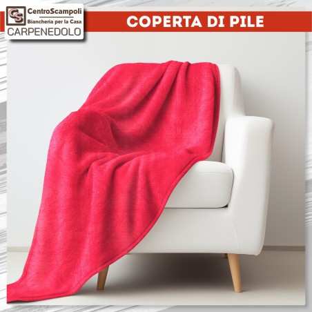 Plaid in pile matrimoniale tinta unita rosso