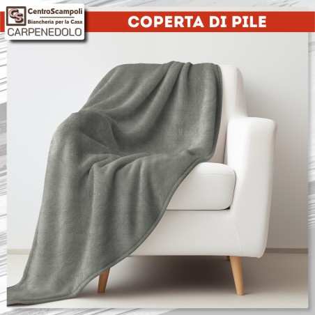 Plaid in pile matrimoniale tinta unita grigio antracite