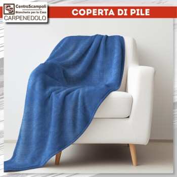 Plaid in pile singolo tinta unita blu